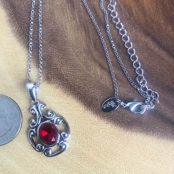 Lia Sophia SiverTine Faux Garnet Or Ruby Necklace - Picture 4 of 4